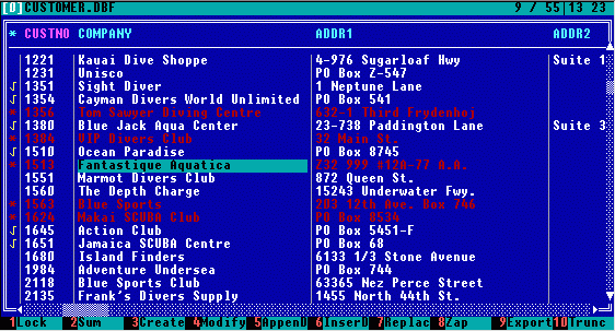 Screenshot of CDBF for DOS 2.99.02