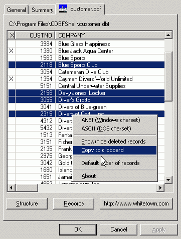 CDBF Shell - CDBFShell is a DBF Shell extension