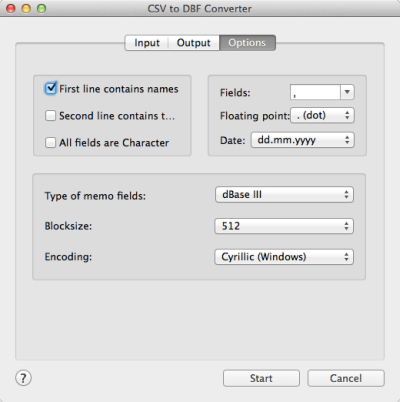 CSV to DBF Converter for Mac