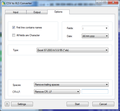 Windows 7 CSV to XLS (Excel) Converter 3.45 full