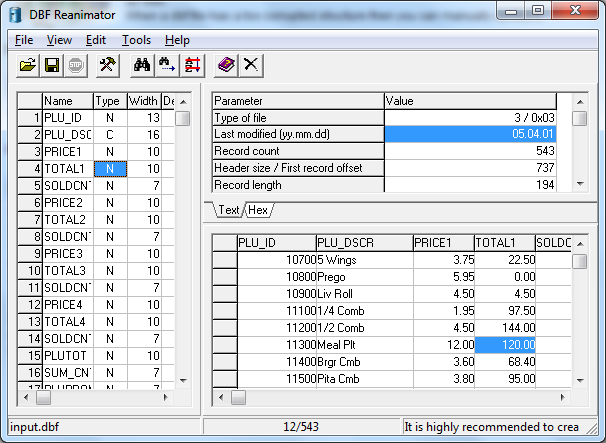 DBF Reanimator screenshot DBF Reanimator screenshot
