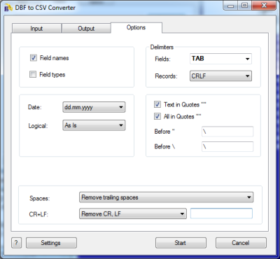 Windows 7 DBF to CSV Converter 3.45 full