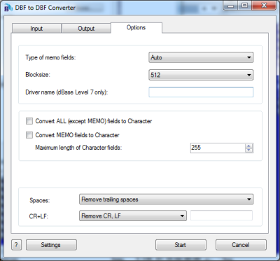 Click to view DBF to DBF Converter 3.45 screenshot