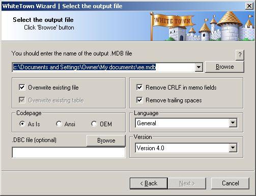 Allows you to convert your dbf files to MDB (Microsoft Access) format.