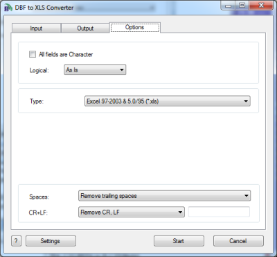 DBF to XLS (Excel) Converter screenshot