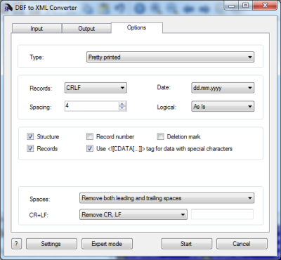 Allows you to convert your dbf files to XML.