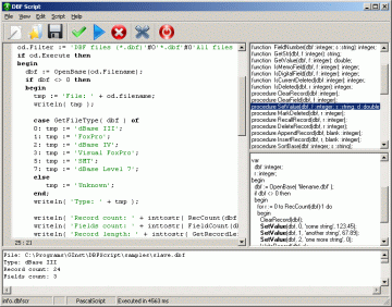 Click to view DBF Script 1.05. screenshot