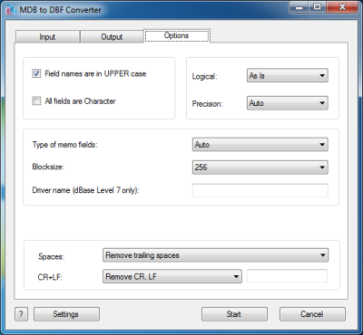 Allows you to convert MDB files to DBF format