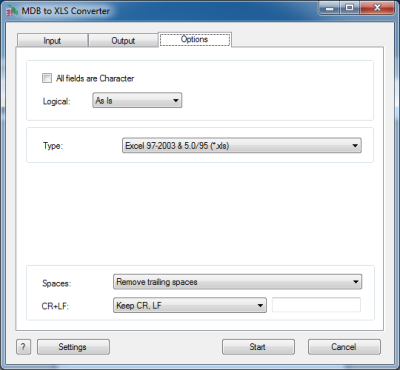 MDB (Access) to XLS (Excel) Converter screenshot