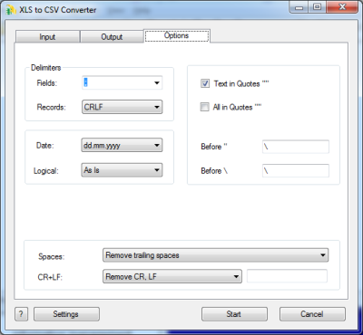 XLS to CSV Converter screenshot