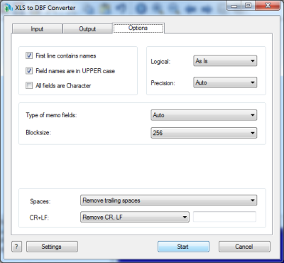 Allows you to convert XLS files to DBF format