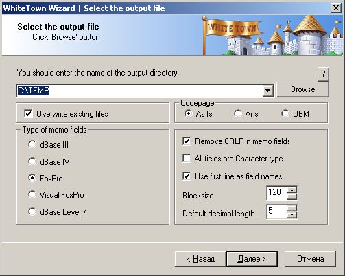 Allows you to convert your XLS (Microsoft Excel) files to DBF format.