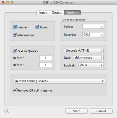 DBF to CSV Converter for Mac